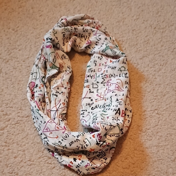 Accessories - Math Teacher Print White Infinity Scarf EUC